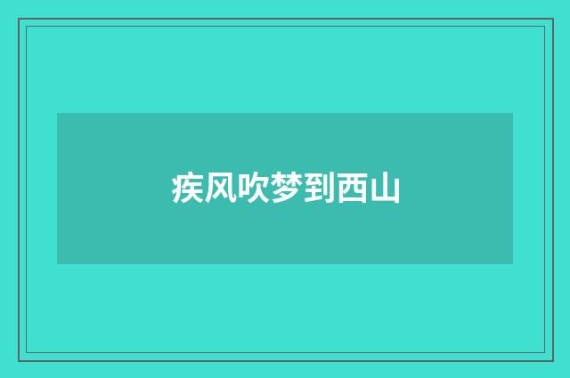 疾风吹梦到西山