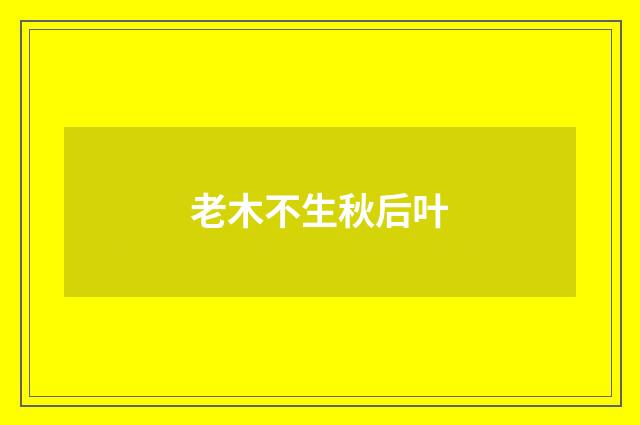 老木不生秋后叶