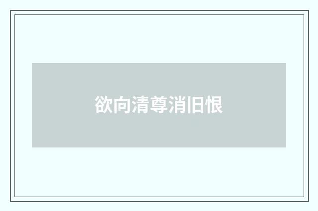欲向清尊消旧恨