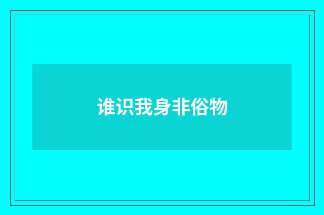 谁识我身非俗物