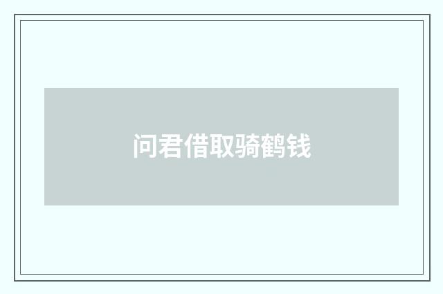 问君借取骑鹤钱