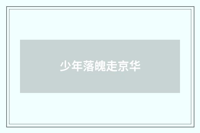 少年落魄走京华