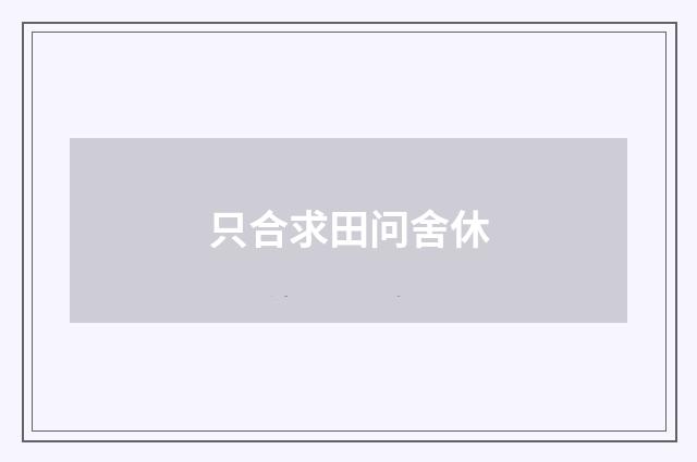 只合求田问舍休