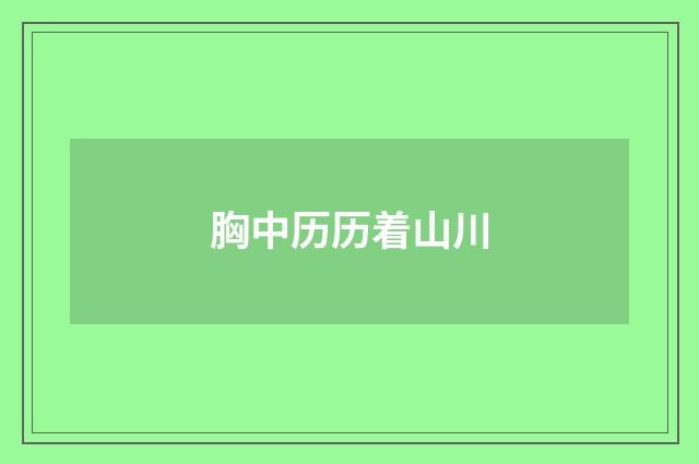胸中历历着山川