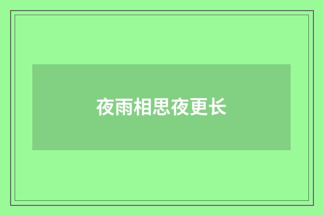 夜雨相思夜更长