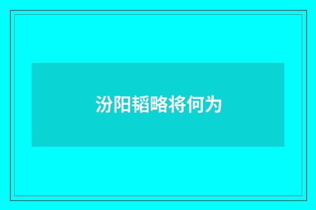 汾阳韬略将何为