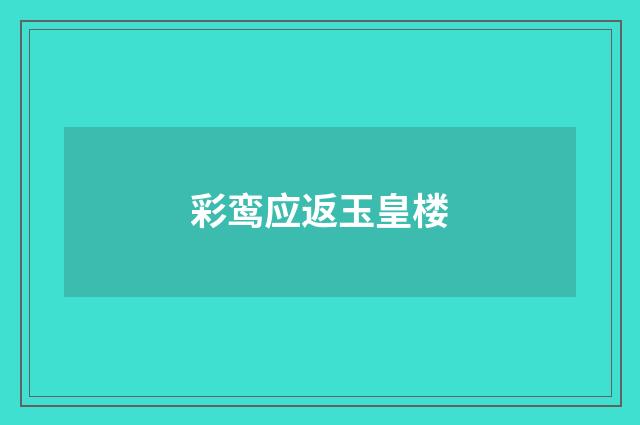 彩鸾应返玉皇楼