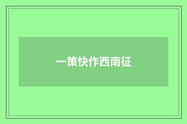 一策快作西南征