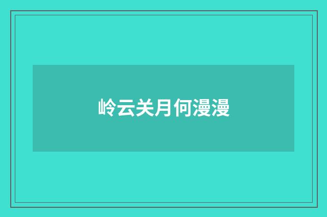 岭云关月何漫漫