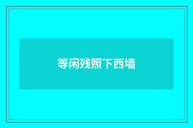 等闲残照下西墙