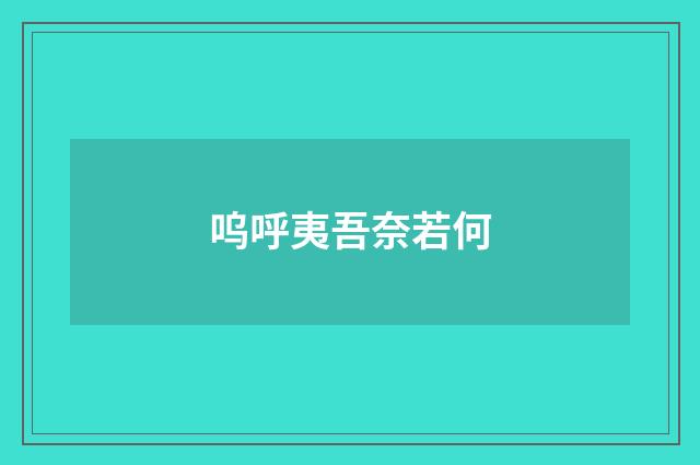 呜呼夷吾奈若何