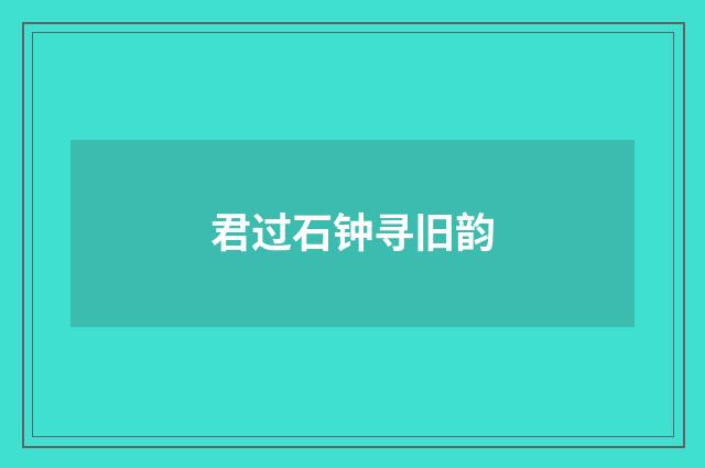 君过石钟寻旧韵