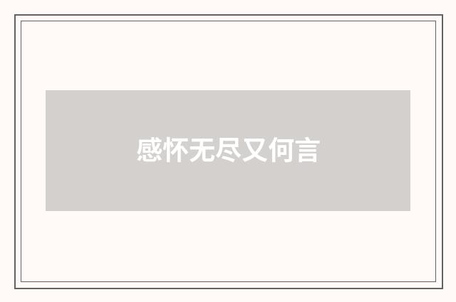 感怀无尽又何言