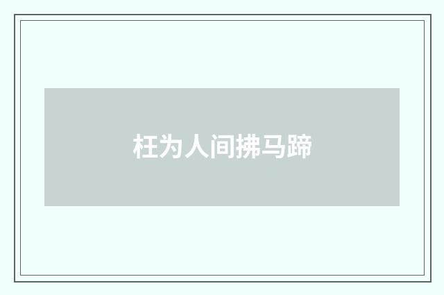枉为人间拂马蹄
