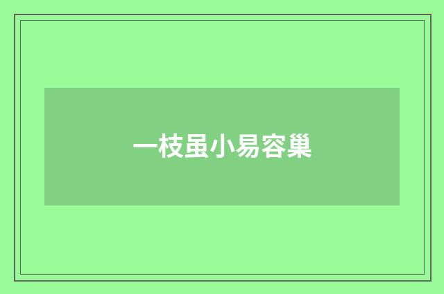 一枝虽小易容巢