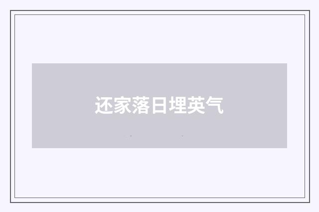 还家落日埋英气