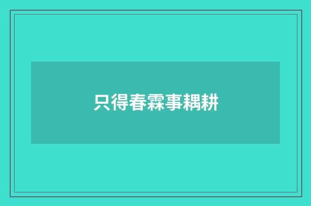 只得春霖事耦耕