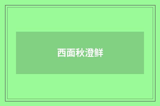 西面秋澄鲜