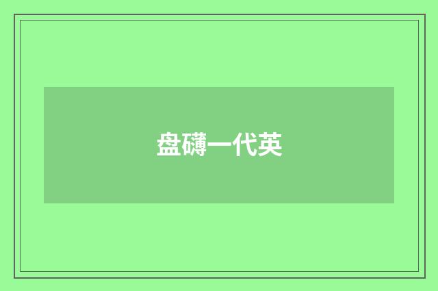 盘礴一代英
