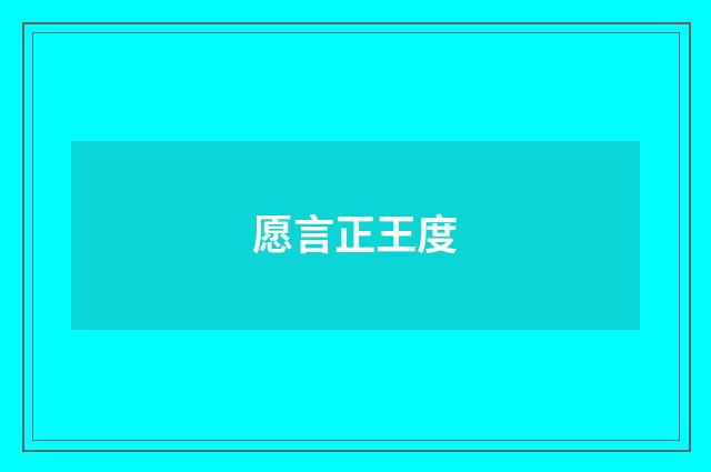 愿言正王度
