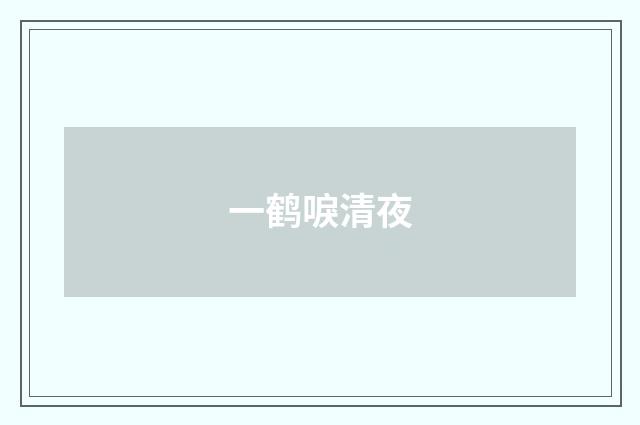 一鹤唳清夜