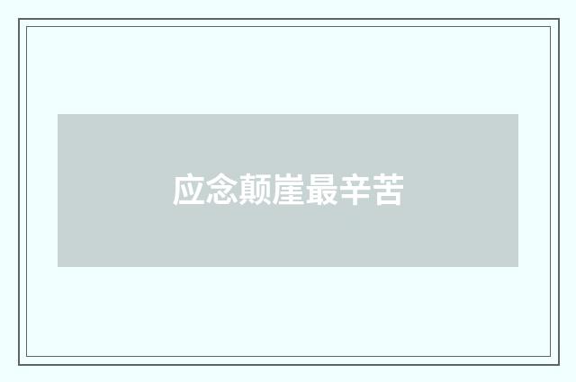 应念颠崖最辛苦