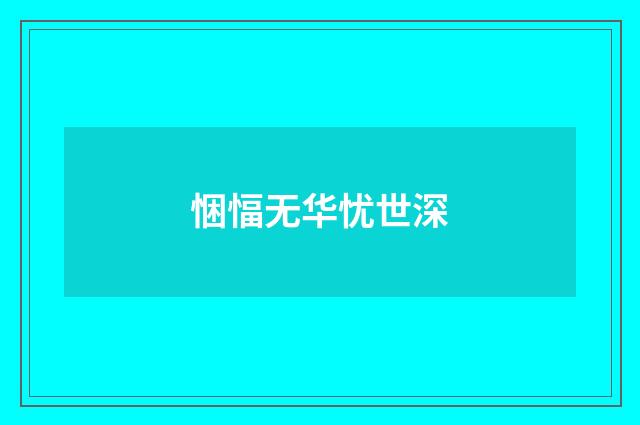 悃愊无华忧世深
