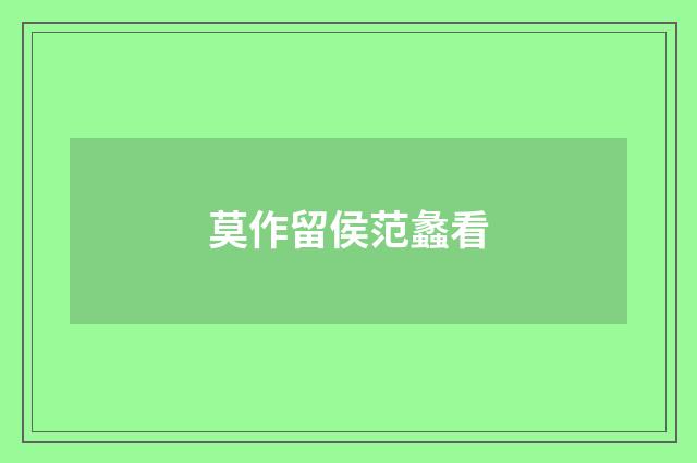 莫作留侯范蠡看