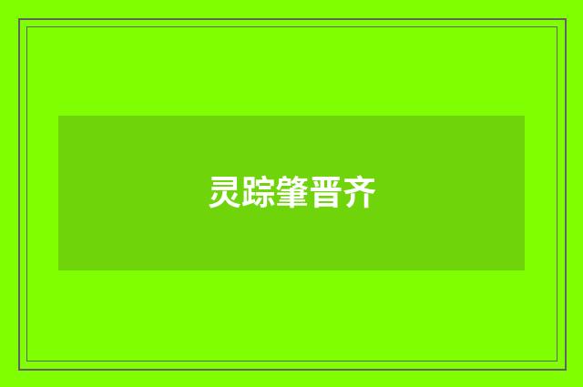 灵踪肇晋齐