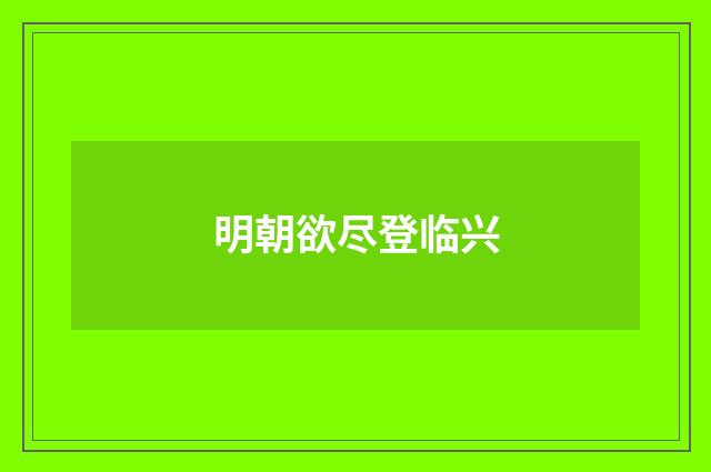 明朝欲尽登临兴