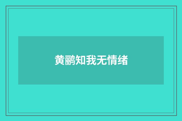 黄鹂知我无情绪