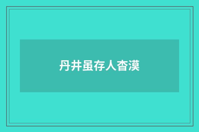 丹井虽存人杳漠
