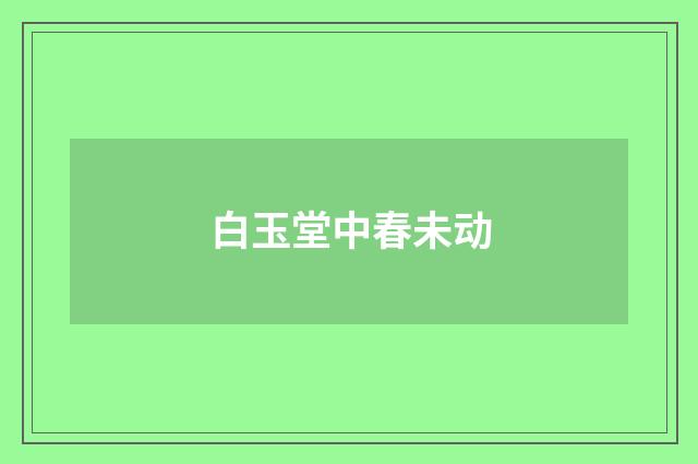 白玉堂中春未动