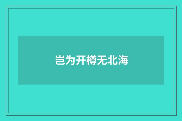 岂为开樽无北海