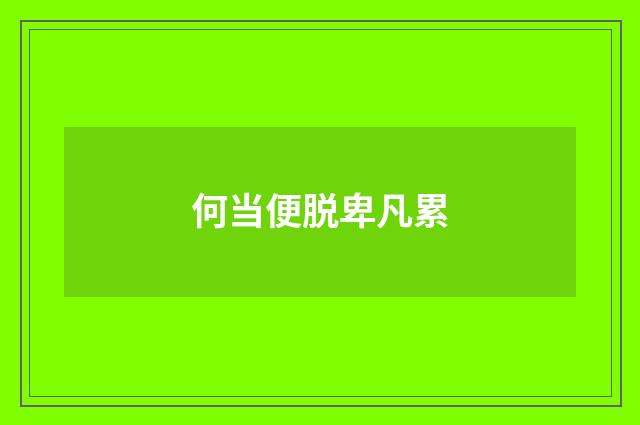 何当便脱卑凡累