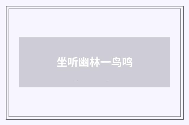 坐听幽林一鸟鸣
