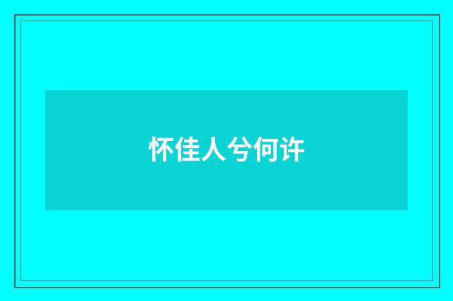 怀佳人兮何许