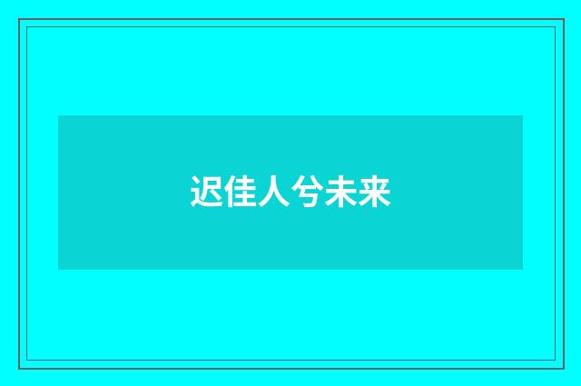 迟佳人兮未来