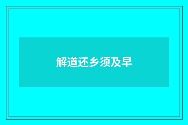 解道还乡须及早