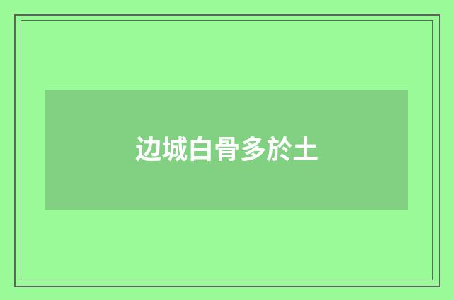 边城白骨多於土