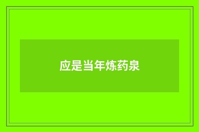应是当年炼药泉