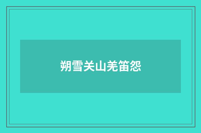 朔雪关山羌笛怨