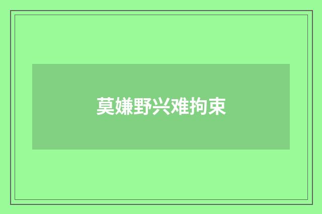 莫嫌野兴难拘束