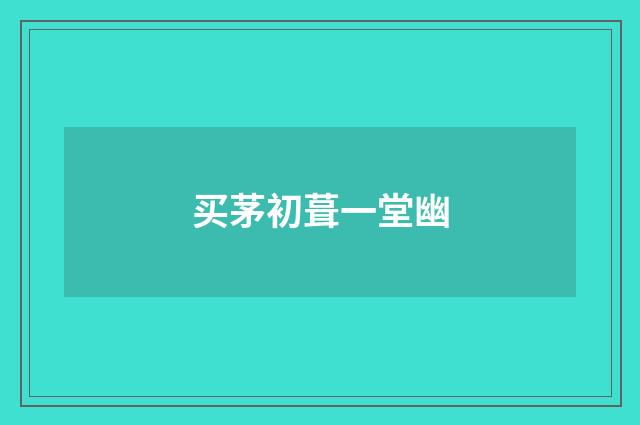 买茅初葺一堂幽