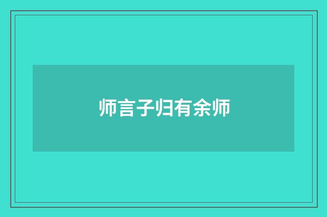 师言子归有余师