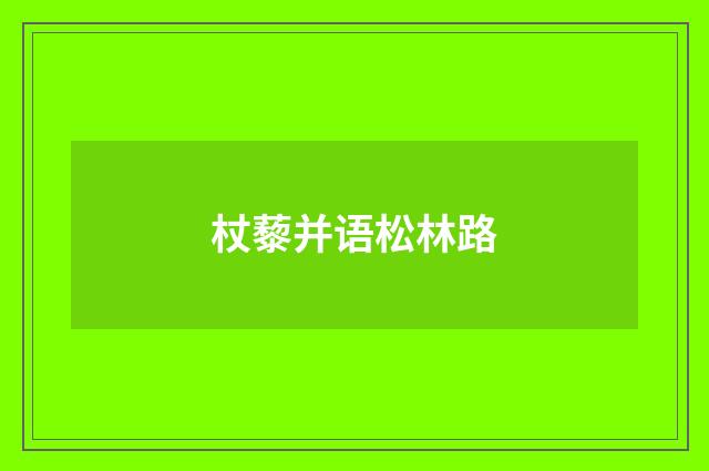 杖藜并语松林路