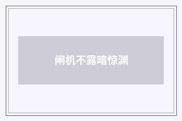 闸机不露暗惊渊