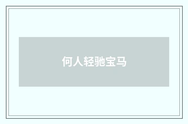 何人轻驰宝马