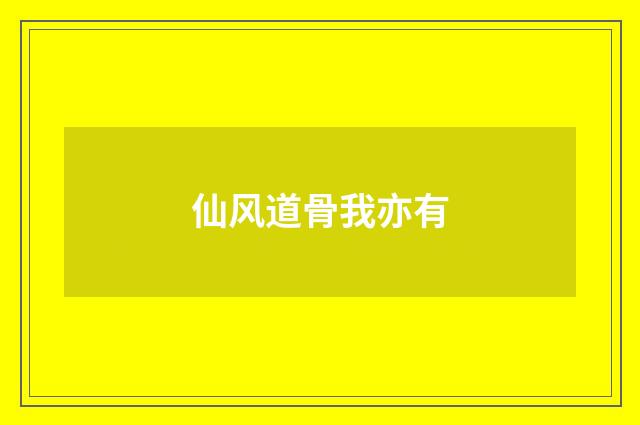 仙风道骨我亦有