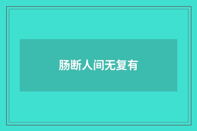 肠断人间无复有